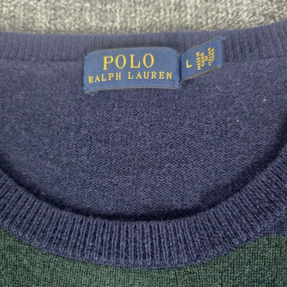 Polo Ralph Lauren Women Striped Sweater Dress Navy Green Long Sleeve Size L - Picture 3 of 6